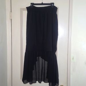 Ashley Stewart Black Maxi Pleated Skirt Women's size 18/20 Side Slits Chiffon